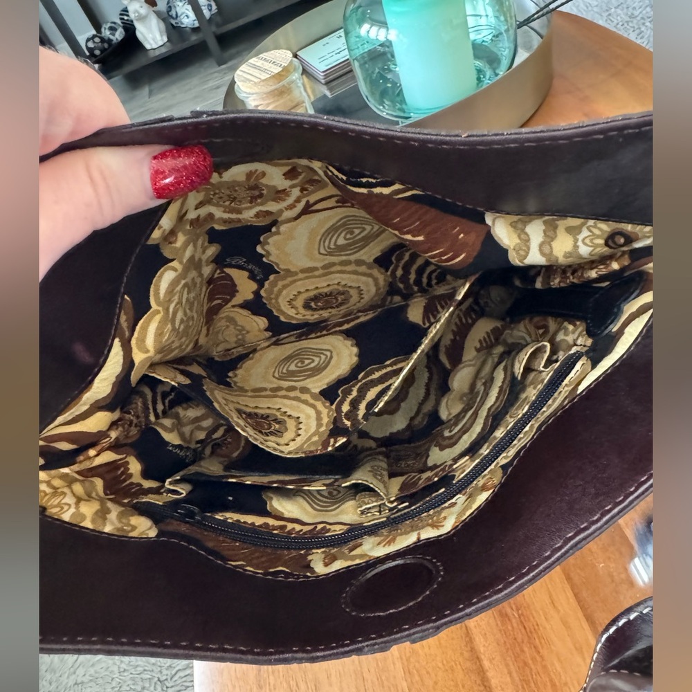 Brighton Brown Leather Croc Bucket Bag - Picture 15 of 16